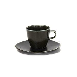Уголемен размер на Чаша с чинийка за кафе Horecano Antique Black 220 мл [009577]