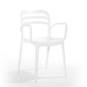 Уголемен размер на Стол с подлакътник Аспендос бял [011444]